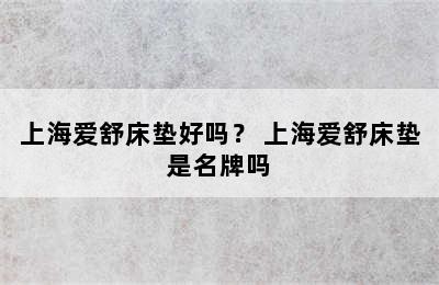 上海爱舒床垫好吗？ 上海爱舒床垫是名牌吗